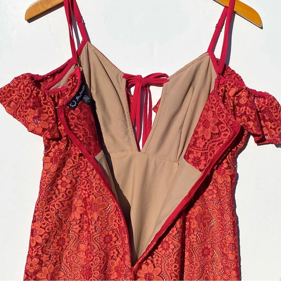For Love And Lemons Red Lace Mini Dress - Picture 9 of 10